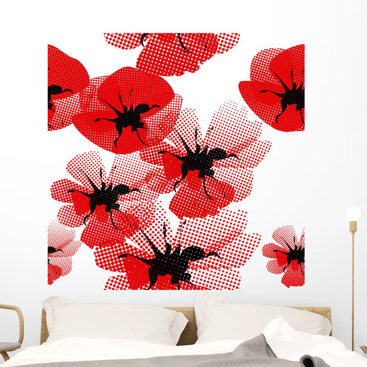 Floral Seamless Pattern with Wall Decal