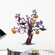 Gloomy Cartoon Halloween Tree Wall Decal