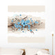 Floral turquoise greeting card Wall Mural
