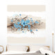Floral turquoise greeting card Wall Mural
