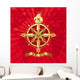 Ancient golden compass rose Wall Mural