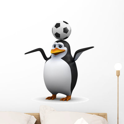 Futbol Soccer Penguin Wall Decal shown on a wall