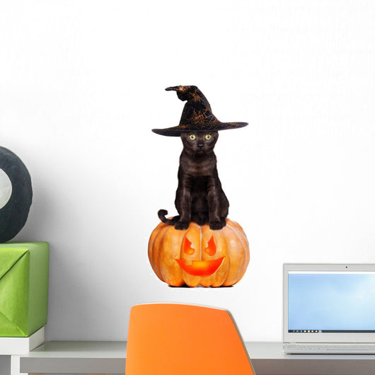 Photo-real Halloween Witches Cat Wall Decal