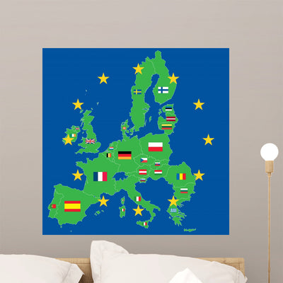 European Union Wall Mural shown on a wall