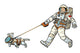 Astronauts Man and Dog Wall Decal