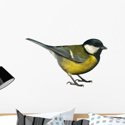 Titmouse Bird Wall Decal shown on a wall