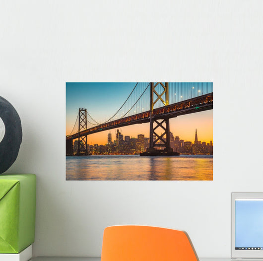 Golden Gate Bridge & San Francisco Skyline Close-up Wall Decal