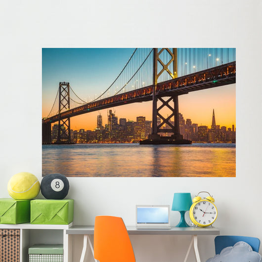 Golden Gate Bridge & San Francisco Skyline Close-up Wall Decal