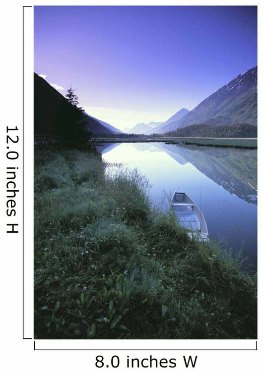 Canoe Sits At Lake Side Kenai Mtns Sunrise Wall Mural