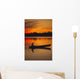 Man Canoeing @ Sunset In Lake Southcentral Ak Wall Mural