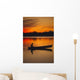 Man Canoeing @ Sunset In Lake Southcentral Ak Wall Mural