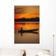 Man Canoeing @ Sunset In Lake Southcentral Ak Wall Mural