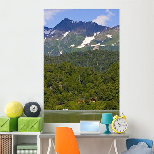 Scenic View Of Redoubt Bay Lodge On The Shore Of Big River Lakes Wall Mural