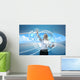 Attractive blonde on future background Wall Mural