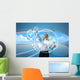 Attractive blonde on future background Wall Mural