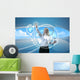 Attractive blonde on future background Wall Mural