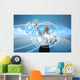 Attractive blonde on future background Wall Mural