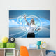 Attractive blonde on future background Wall Mural