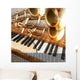 abstract musical background guitar trumpet and piano Wall Mural