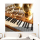 abstract musical background guitar trumpet and piano Wall Mural