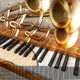 abstract musical background guitar trumpet and piano Wall Mural