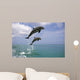 Pair Of Bottle Nose Dolphins Jumping Roatan Honduras Summer Wall Mural
