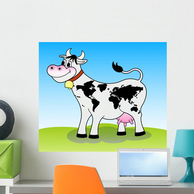 Happy Cow shown on a wall