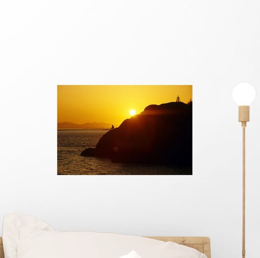 Silhouette Of Person On Rock Turnagain Arm Sc Ak Wall Mural
