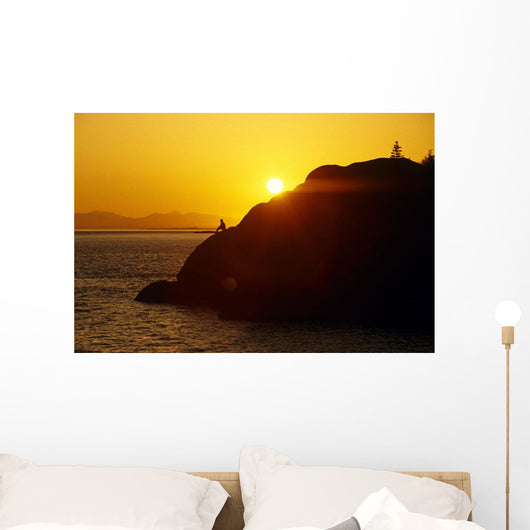 Silhouette Of Person On Rock Turnagain Arm Sc Ak Wall Mural