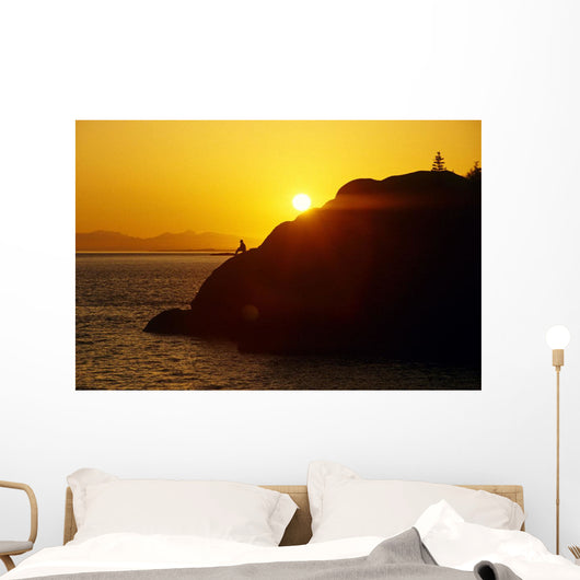 Silhouette Of Person On Rock Turnagain Arm Sc Ak Wall Mural