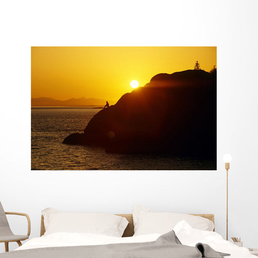 Silhouette Of Person On Rock Turnagain Arm Sc Ak Wall Mural