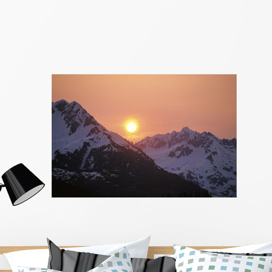 Sunrise Over Snowcapped Chugach Mtns Sc Ak Summer Copper River Delta Wall Mural