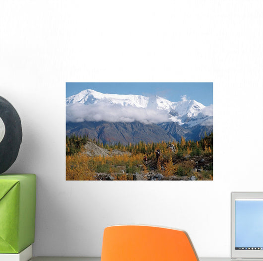 Pair Hikers Enjoy Fall Wall Decal