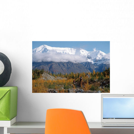 Pair Hikers Enjoy Fall Wall Decal