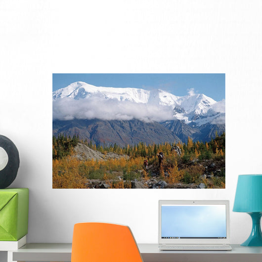 Pair Hikers Enjoy Fall Wall Decal