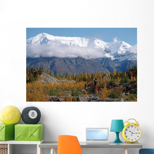 Pair Hikers Enjoy Fall Wall Decal