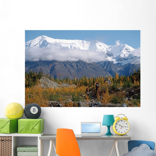 Pair Hikers Enjoy Fall Wall Decal