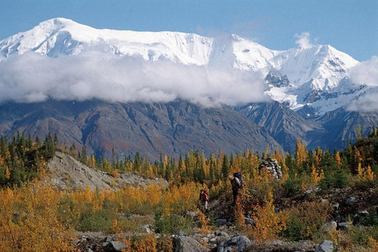 Pair Hikers Enjoy Fall Wall Decal
