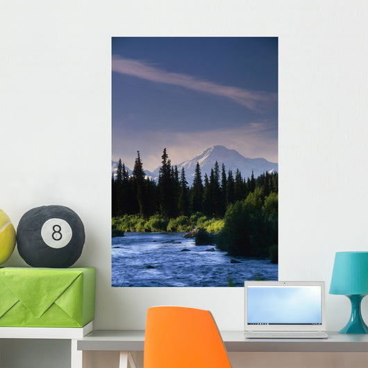 Mt Mckinley W/ River Summer Scenic Southside View Sc Ak Wall Mural