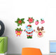 Cute Santa Clause Christmas Wall Decal Sticker Set
