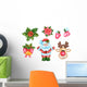 Cute Santa Clause Christmas Wall Decal Sticker Set