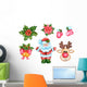 Cute Santa Clause Christmas Wall Decal Sticker Set
