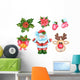 Cute Santa Clause Christmas Wall Decal Sticker Set