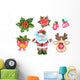 Cute Santa Clause Christmas Wall Decal Sticker Set