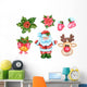 Cute Santa Clause Christmas Wall Decal Sticker Set