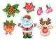 Cute Santa Clause Christmas Wall Decal Sticker Set