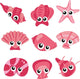 Nine Pink Sea Shells Wall Decal Sticker Set