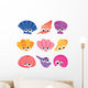 Nine Colorful Sea Shells Wall Decal Sticker Set