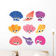 Nine Colorful Sea Shells Wall Decal Sticker Set