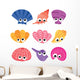 Nine Colorful Sea Shells Wall Decal Sticker Set